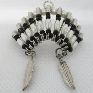 Native American Indian Chief Beaded Headdress Pendant Charm Jewelry